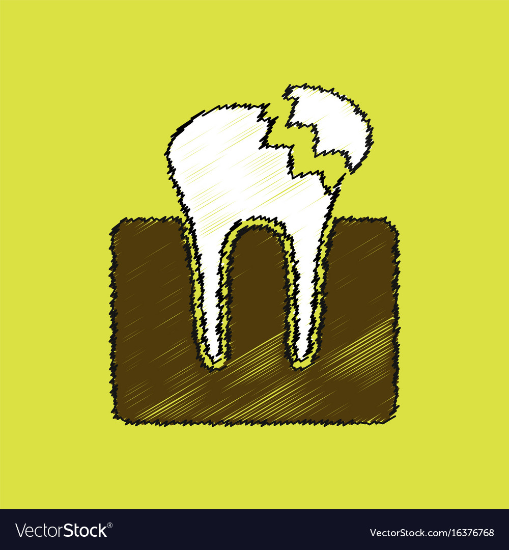 Flat shading style icon broken tooth