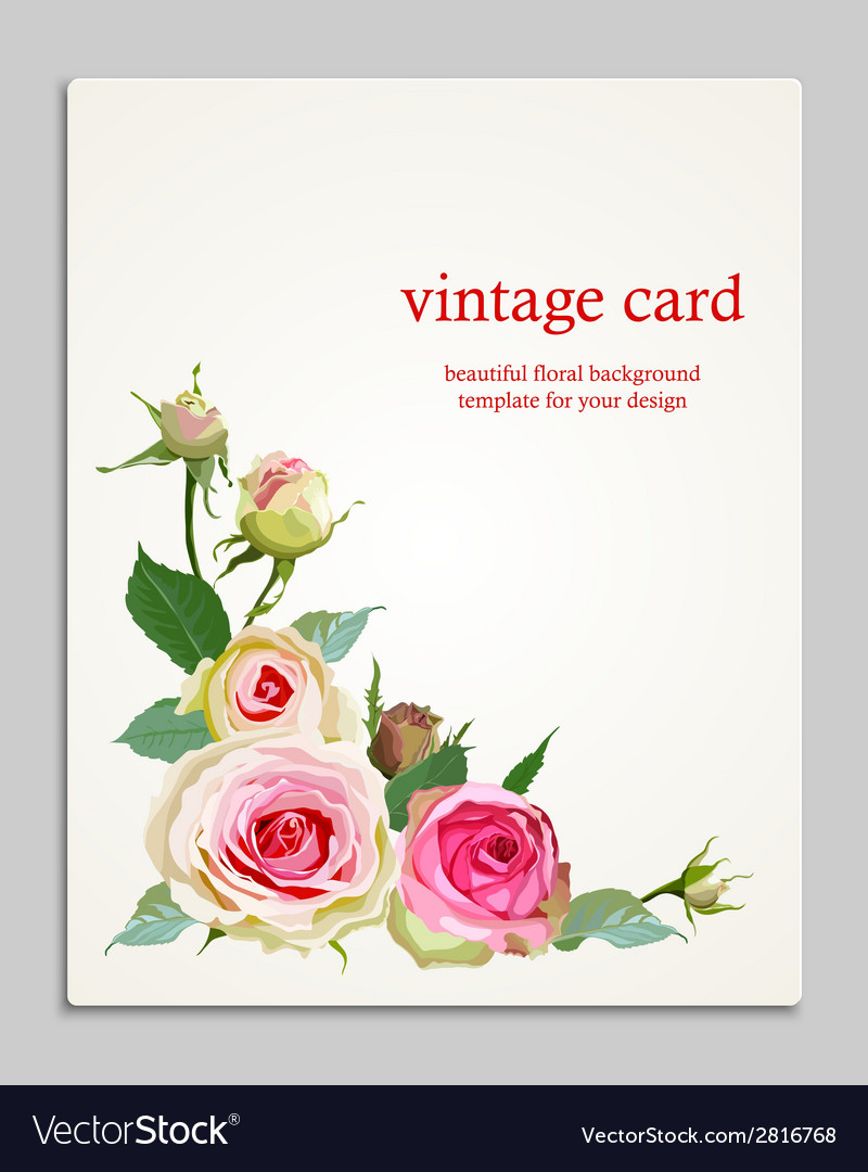 Floral background with vintage label