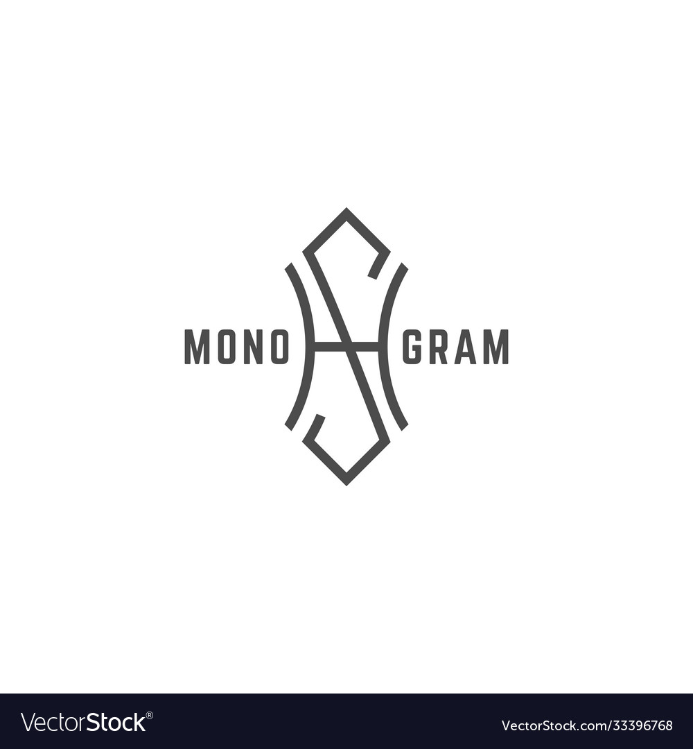 Geometric Monogram Sh Royalty Free Vector Image