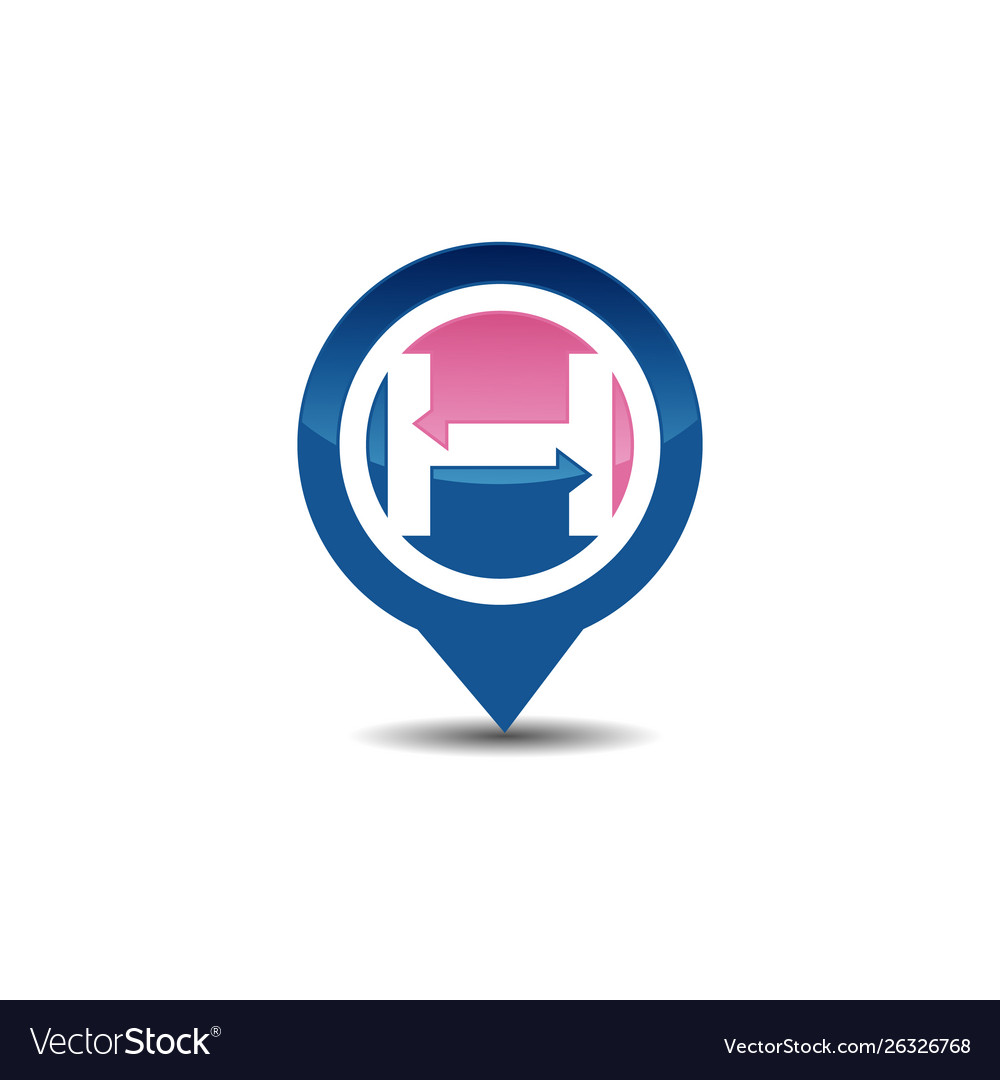H letter gps map pointer logo