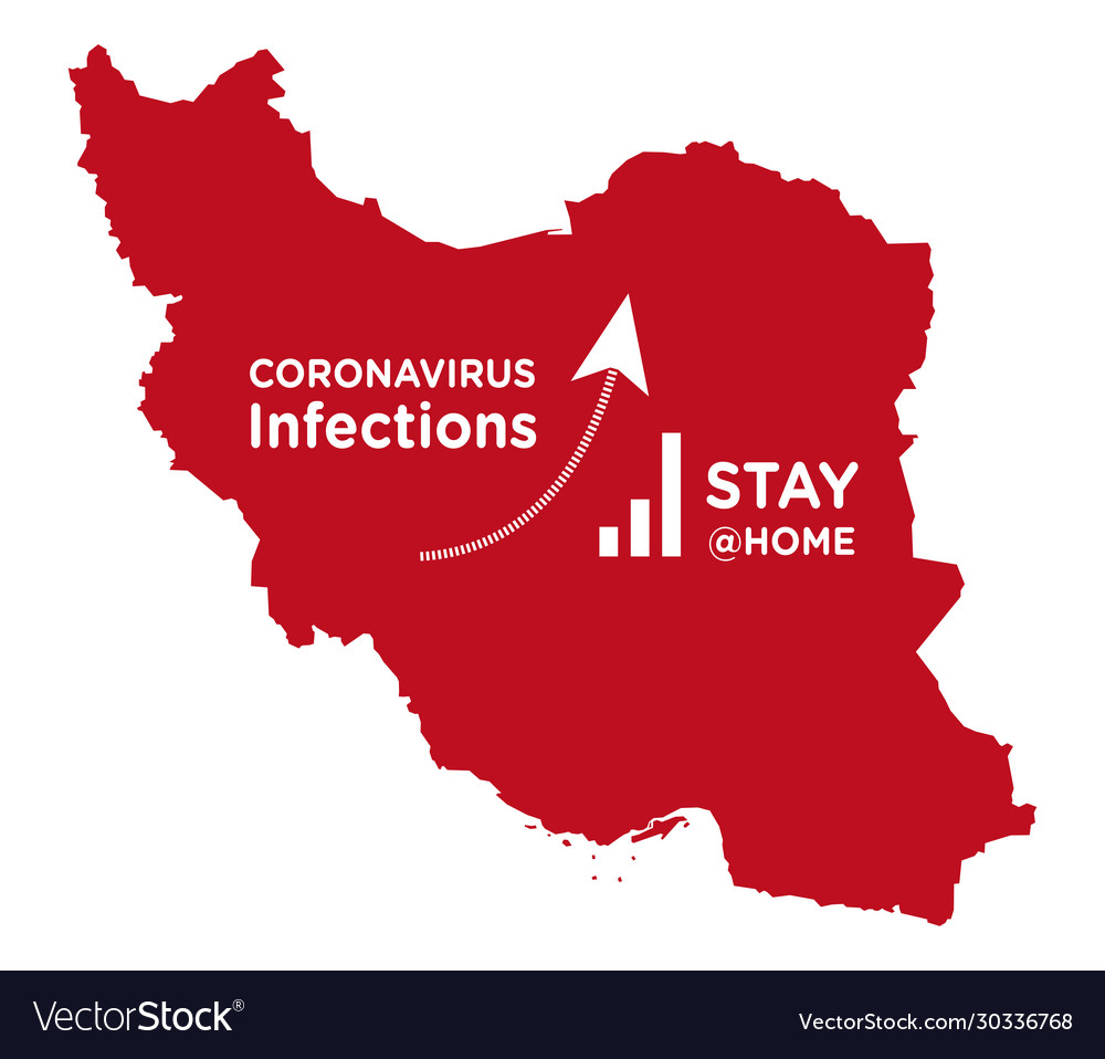 Iran map with increasing coronavirus infection Vector Image