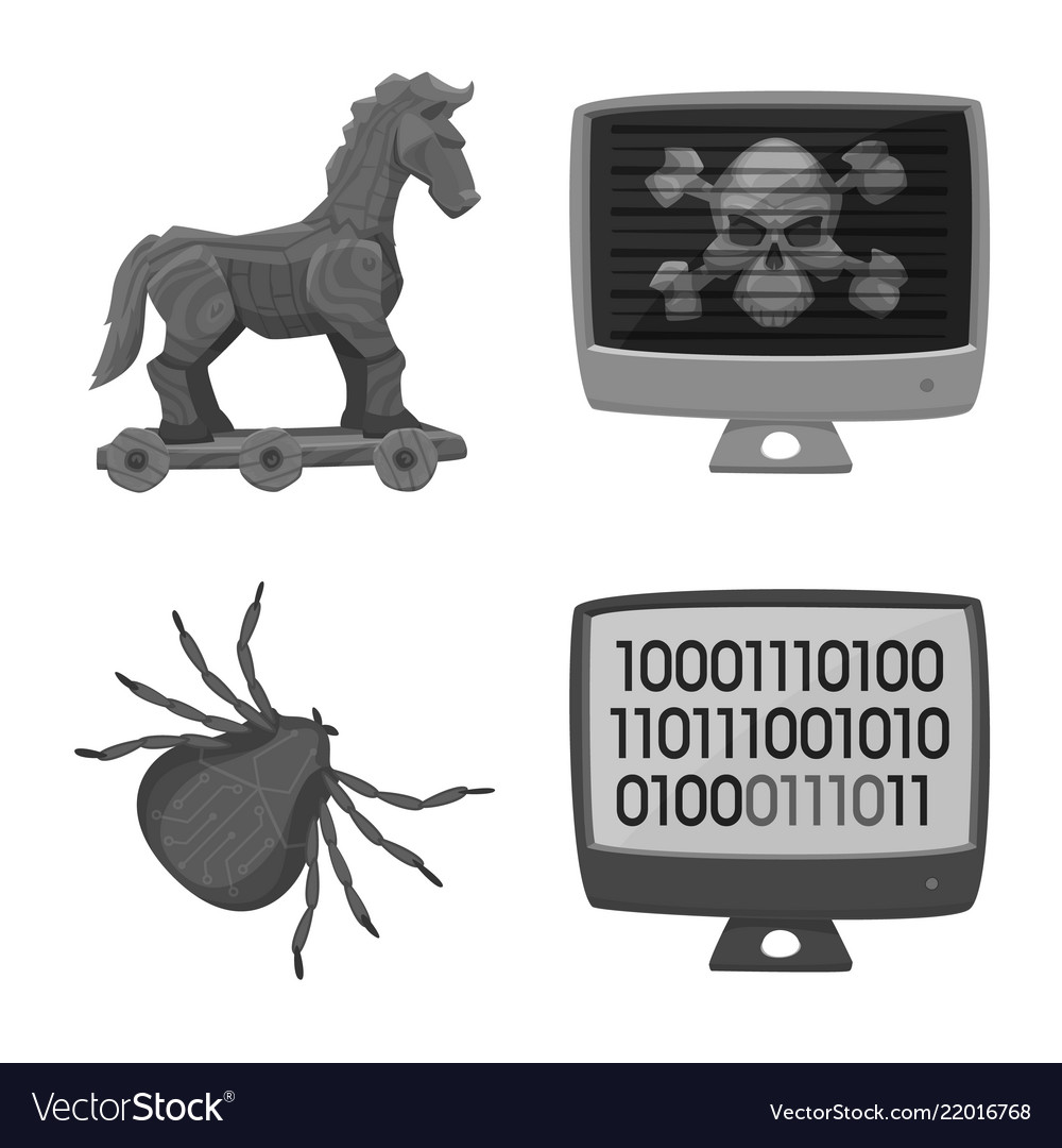 Isoliertes Objekt des Virus und des sicheren Symbols vector image Isoliertes Objekt des Virus und des sicheren Symbols