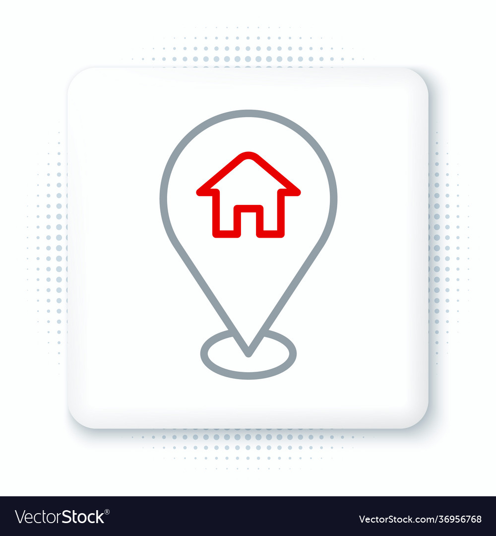 Line map pointer with house icon isolated on white vector image Line map pointer with house icon isolated on white