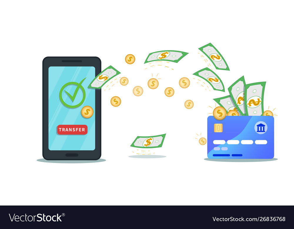 Money transfer app flat smartphone with nfc Vector Image