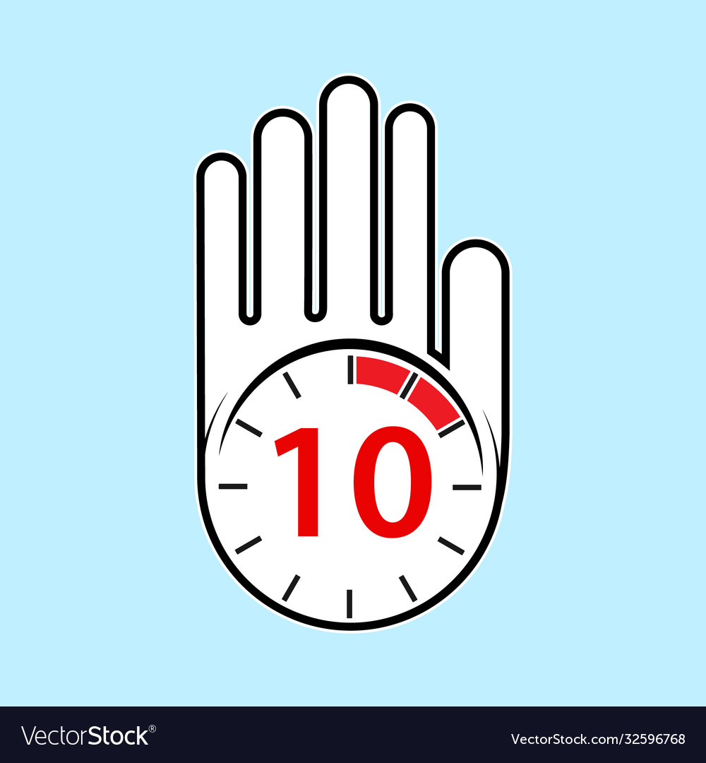 Raised open hand with a watch on it time for rest vector image Raised open hand with a watch on it time for rest