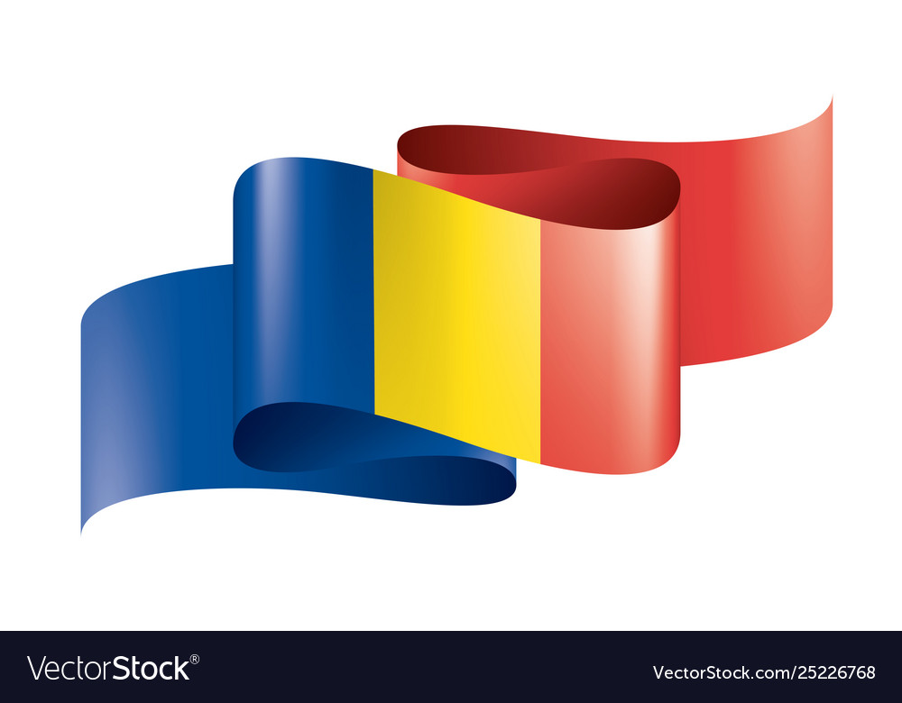 Romania flag on a white