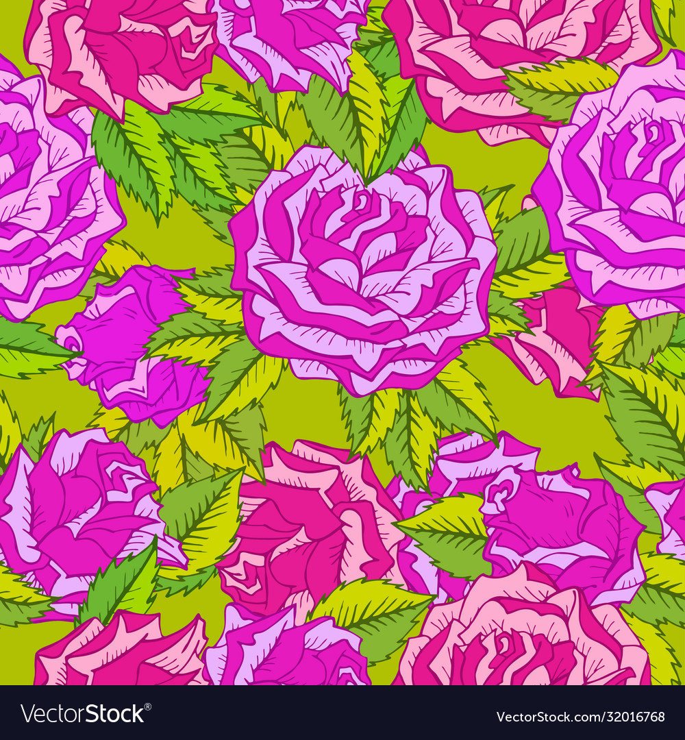 Seamless pattern with roses vector image Seamless pattern with roses