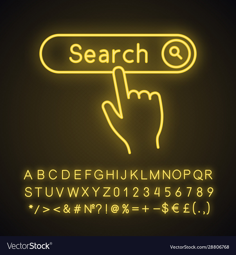 Search button click neon light icon Vector Image Search button click neon light icon