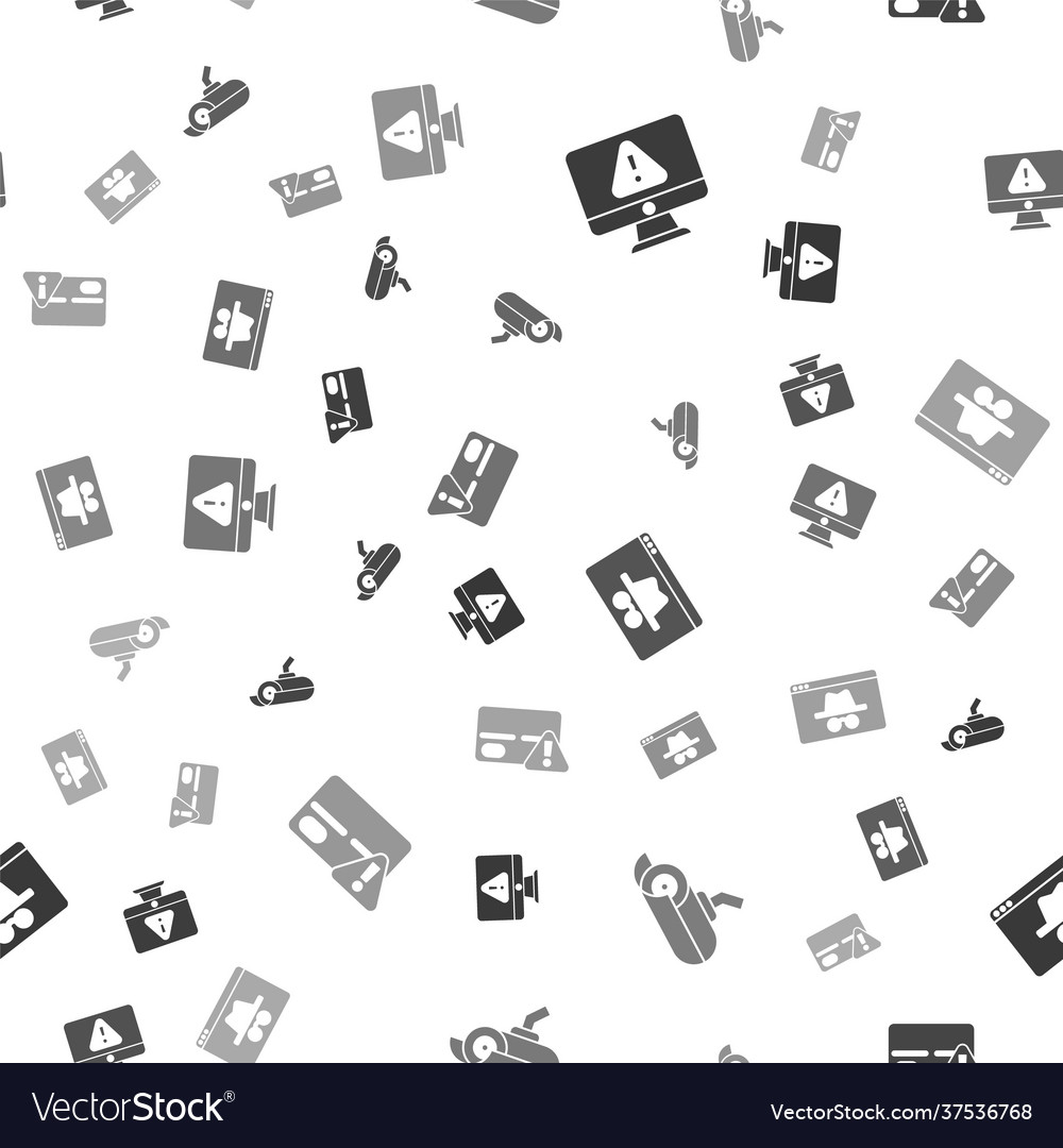 Set monitor with exclamation mark security camera vector image Set monitor with exclamation mark security camera