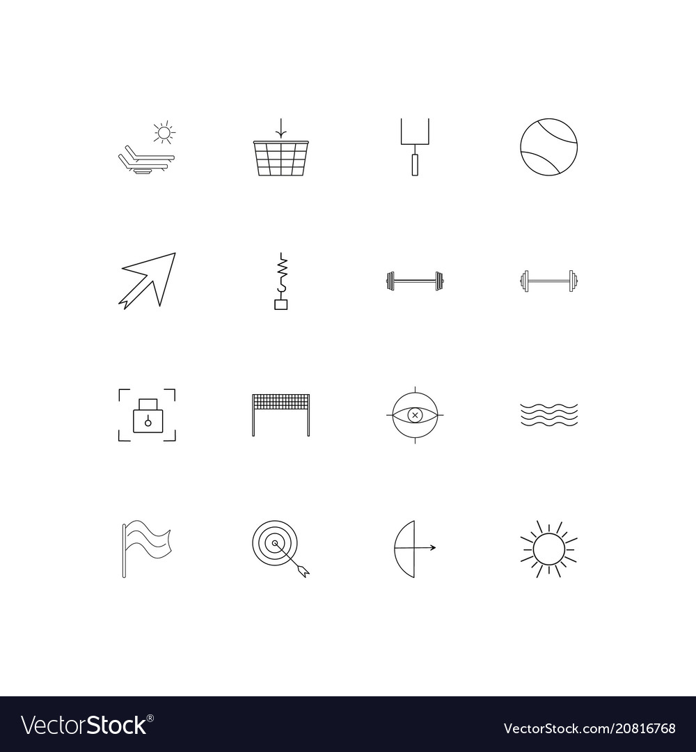 Sport fitness and recreation linear thin icons