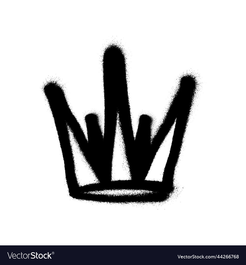 Sprayed crown with overspray in black over white Vector Image