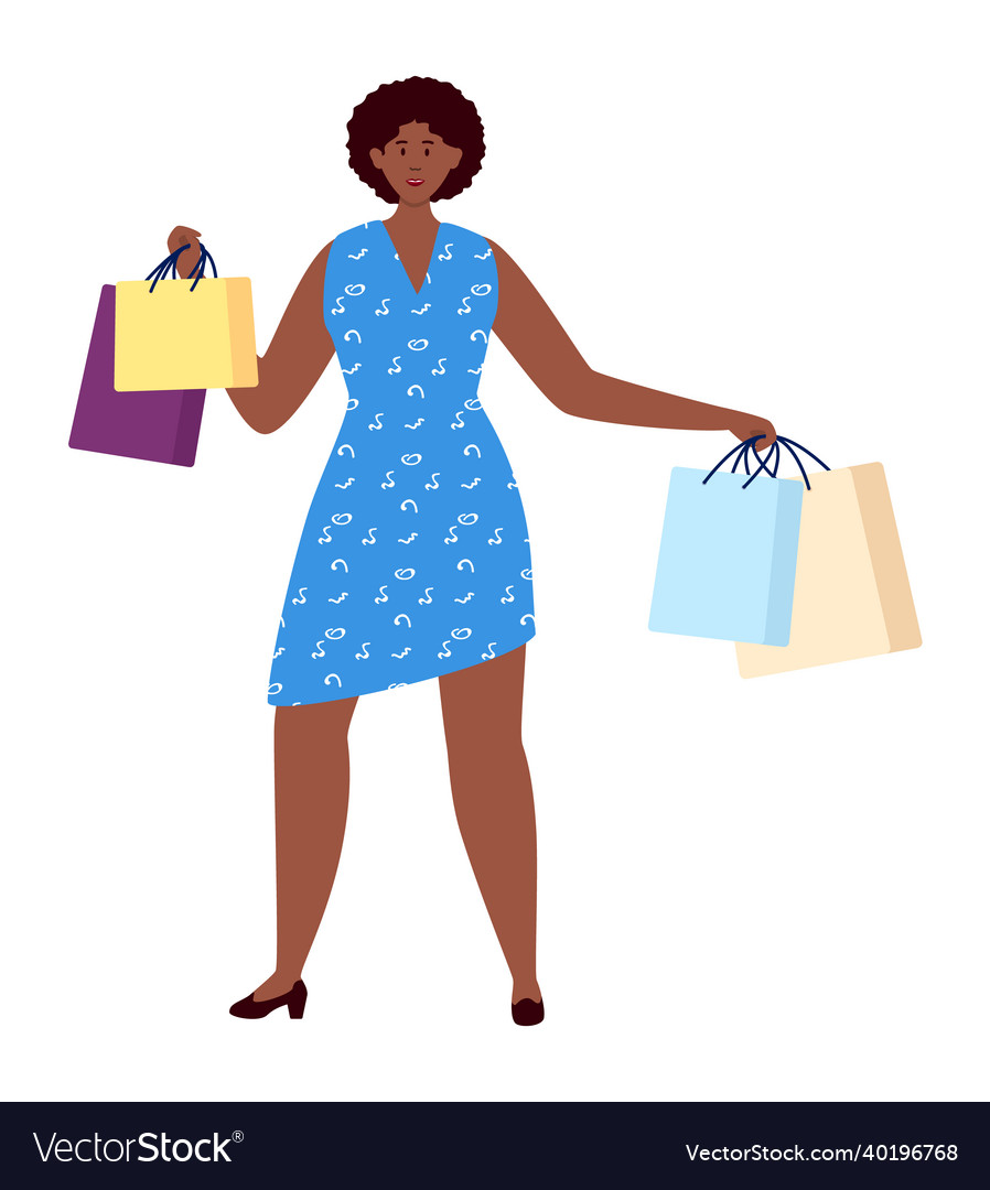 Frau Shopper im Supermarkt isoliert auf weiß vector image Frau Shopper im Supermarkt isoliert auf weiß
