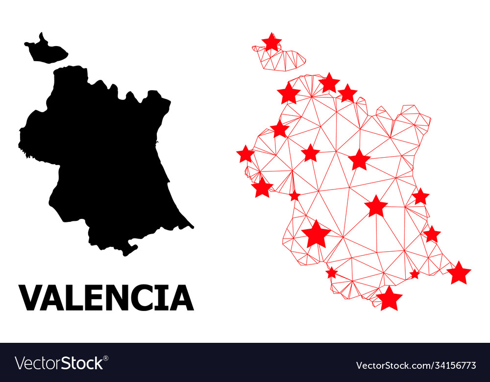 2d polygonal map valencia province with red Vector Image