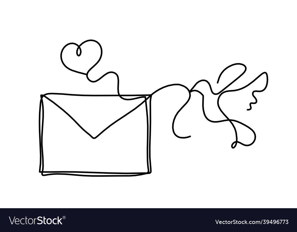 Abstract paper envelope with bird as line drawing vector image Abstract paper envelope with bird as line drawing