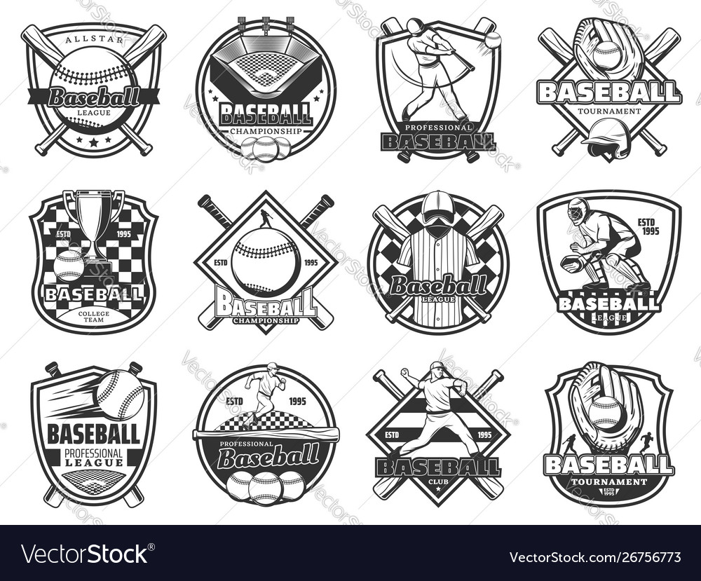 Baseball sport team badge softball league game vector image Baseball sport team badge softball league game