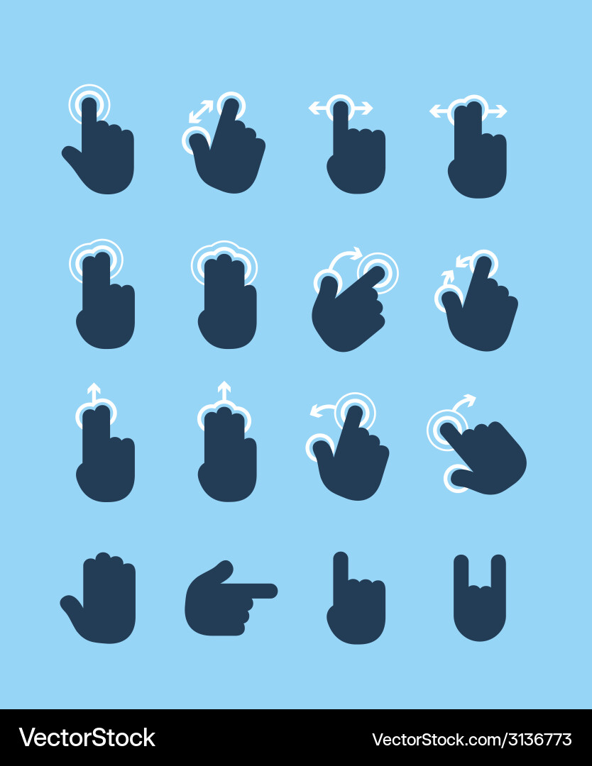 Basic human gestures using modern digital devices Vector Image