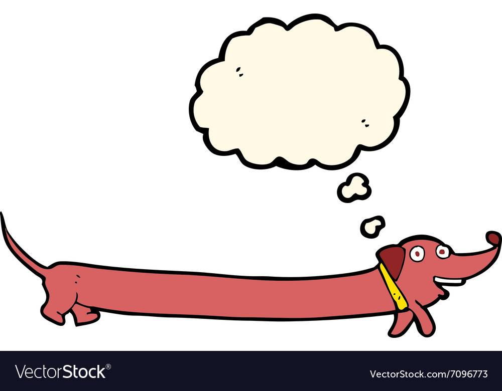 Cartoon dachshund with thought bubble Royalty Free Vector