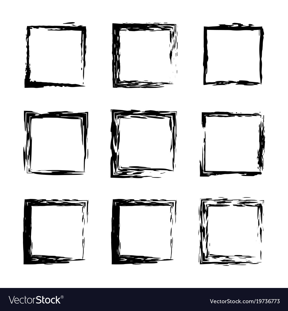 Collection Empty Black Grunge Rectangle Frame Vector Image