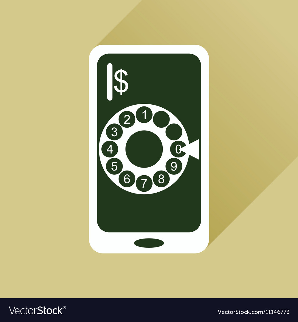 Flat web icon with long shadow mobile call