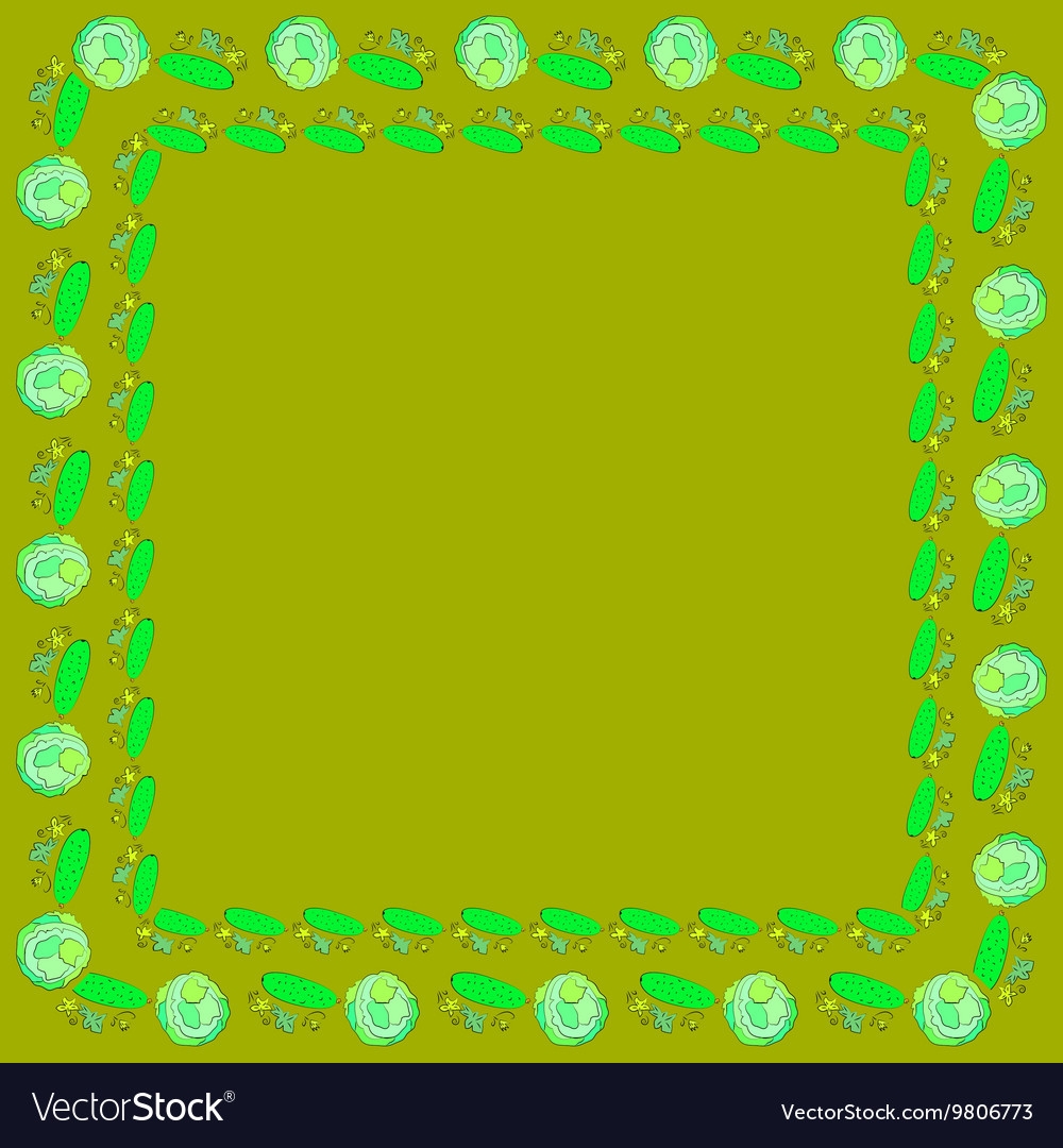 Frames of cabbage and cucumbers