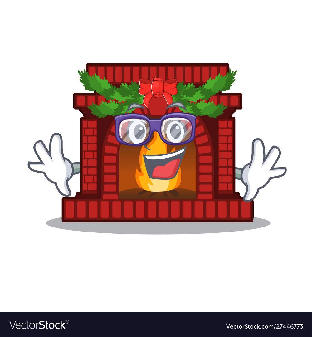 Geek Christmas Fireplace In Cartoon Shape Vector Image