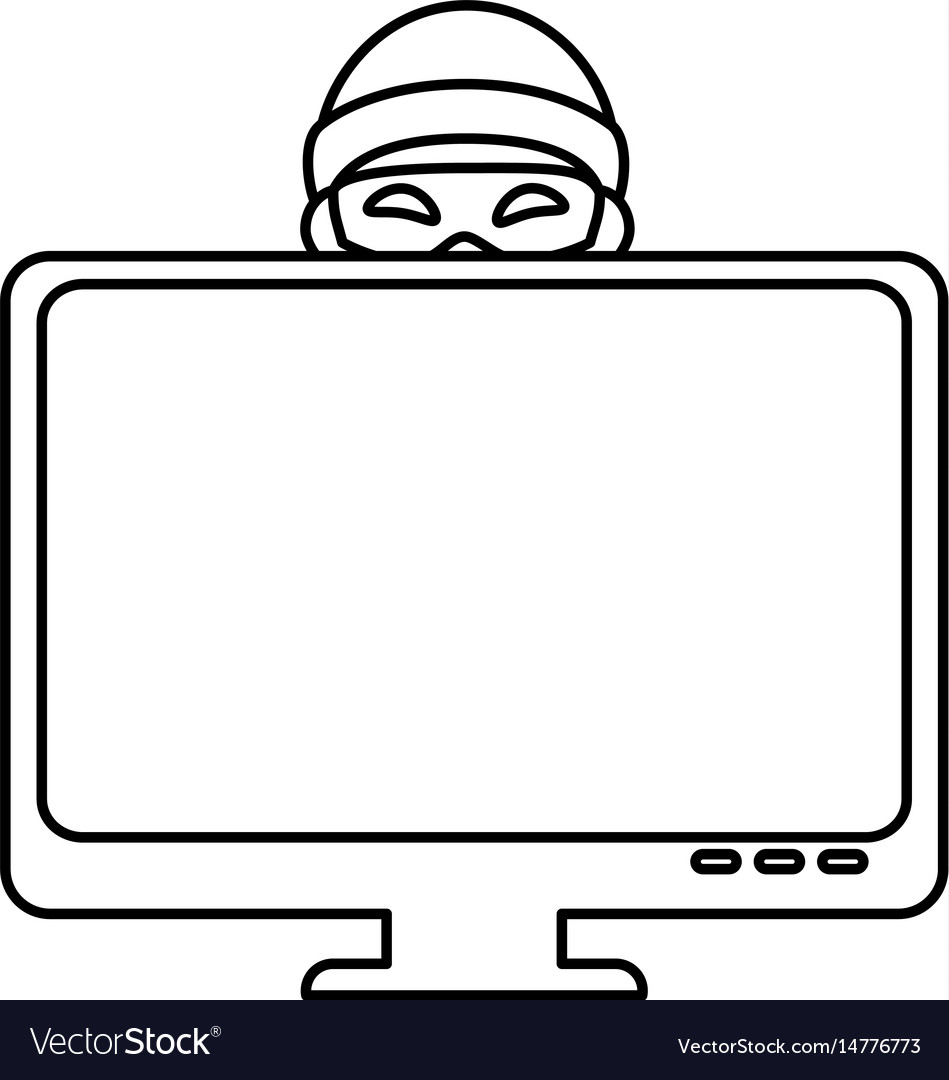 Hacker with computer avatar character