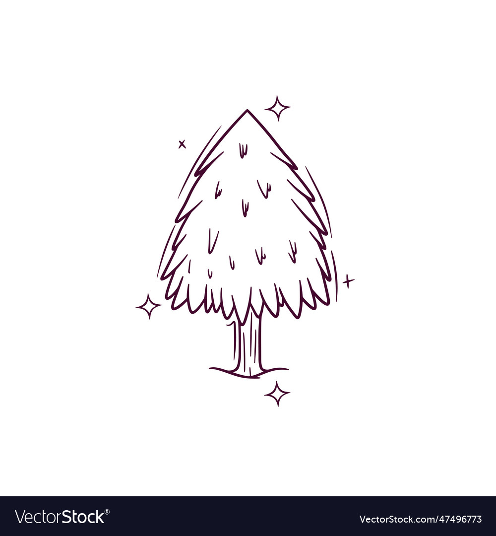 Hand drawn pine tree doodle sketch Royalty Free Vector Image