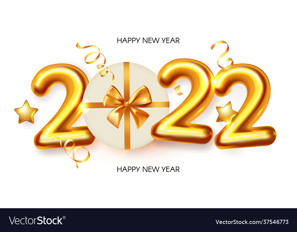 Happy new 2022 year party poster template with 3d Vector Image