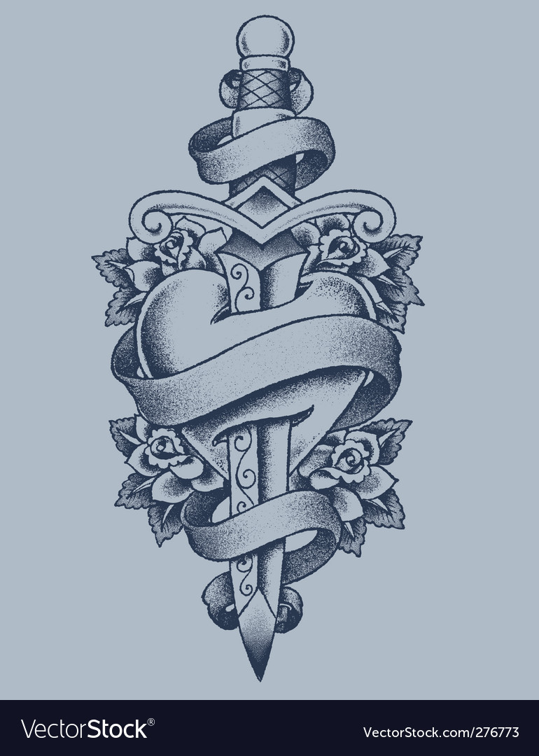 Premium Vector  Heart with dagger tattoo