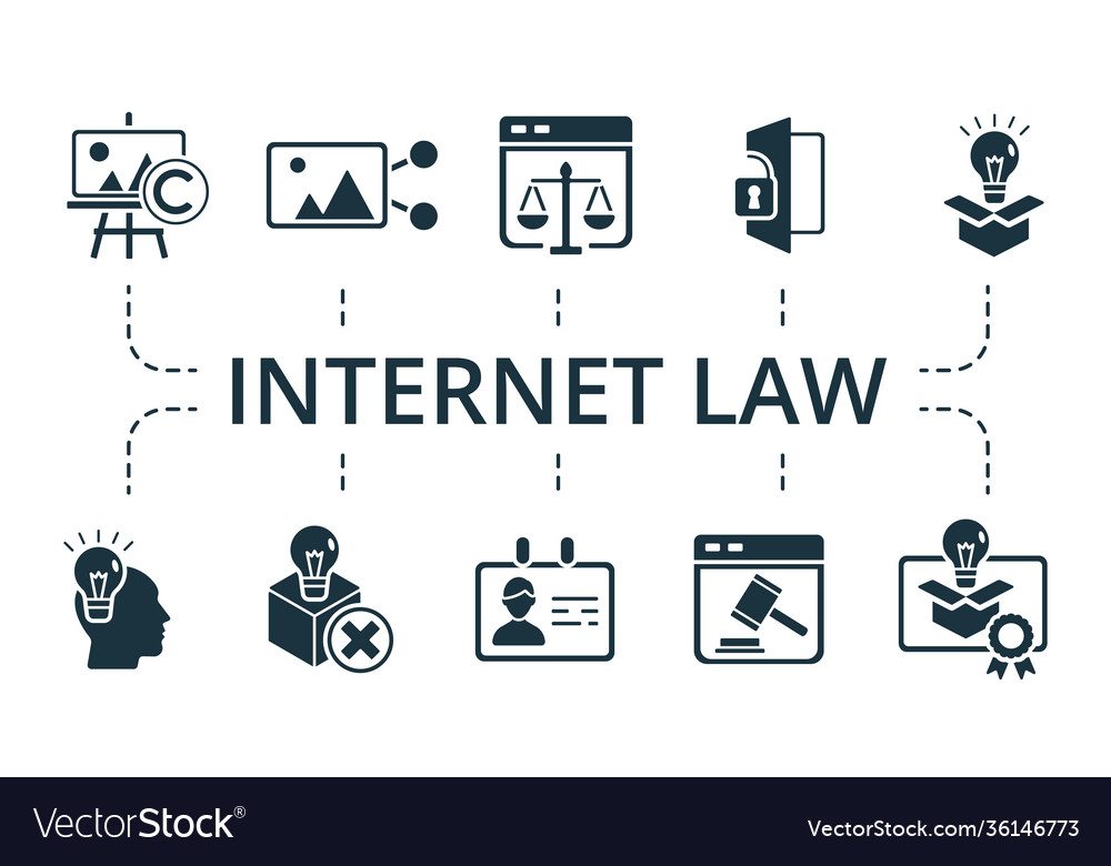 Internet Law Icon Set Collection Contain Pack Of Vector Image