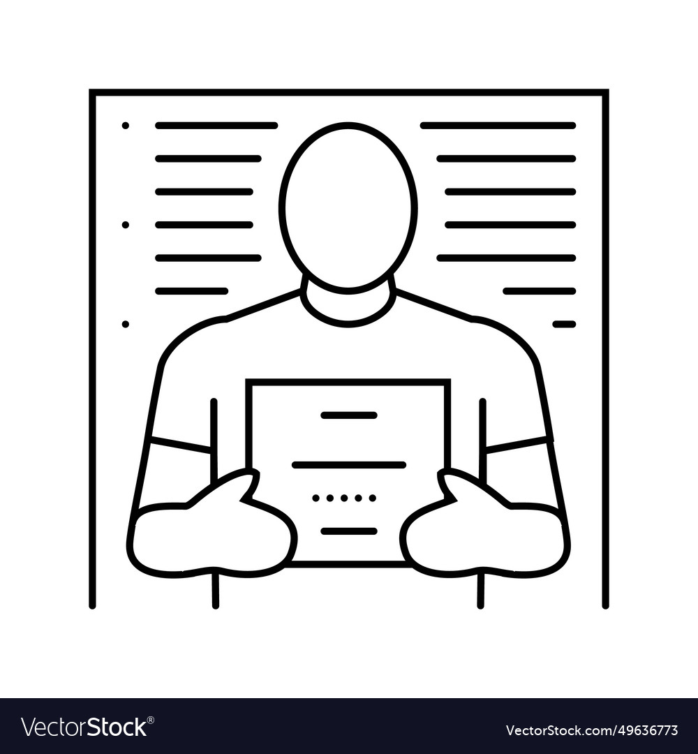 Mugshot profile criminal line icon Royalty Free Vector Image