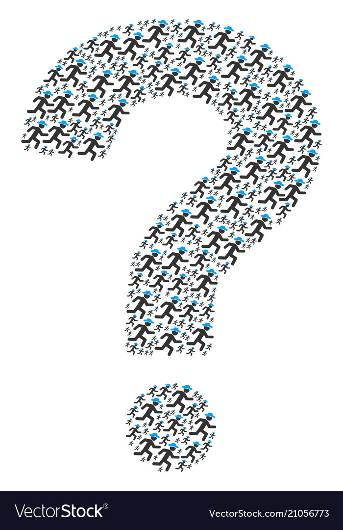 Question composition of running gentleman icons