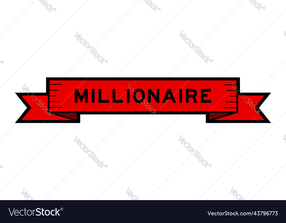 Ribbon label banner with word millionaire in red Vector Image