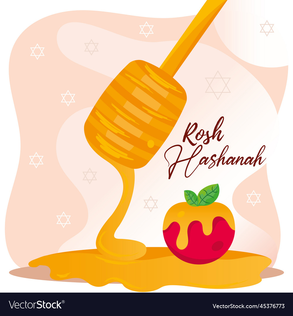 Rosh hashanah cute poster honey stick with apple