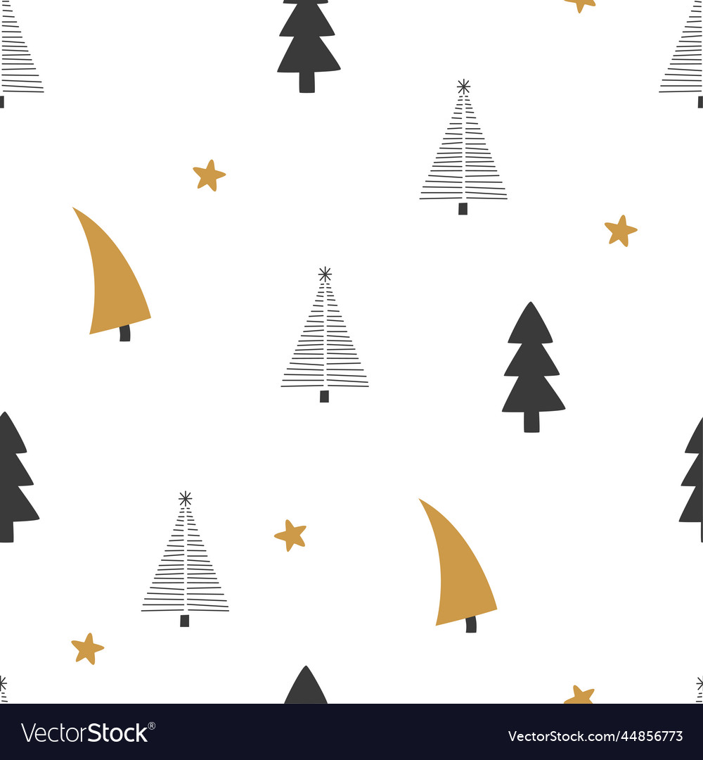 Seamless pattern with christmas trees and stars