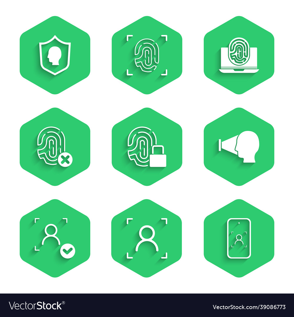 Set fingerprint with lock face recognition vector image Set fingerprint with lock face recognition