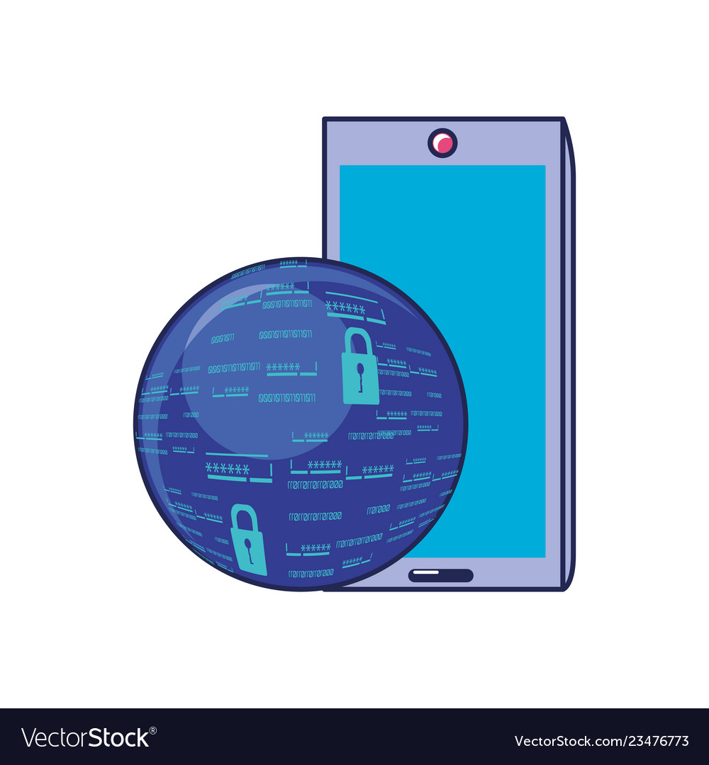 Smartphone device with sphere browser vector image Smartphone device with sphere browser