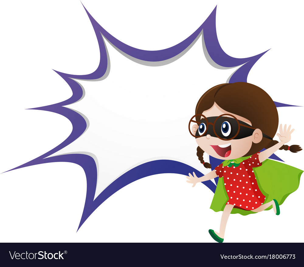 splash border template with girl in hero outfit vector image