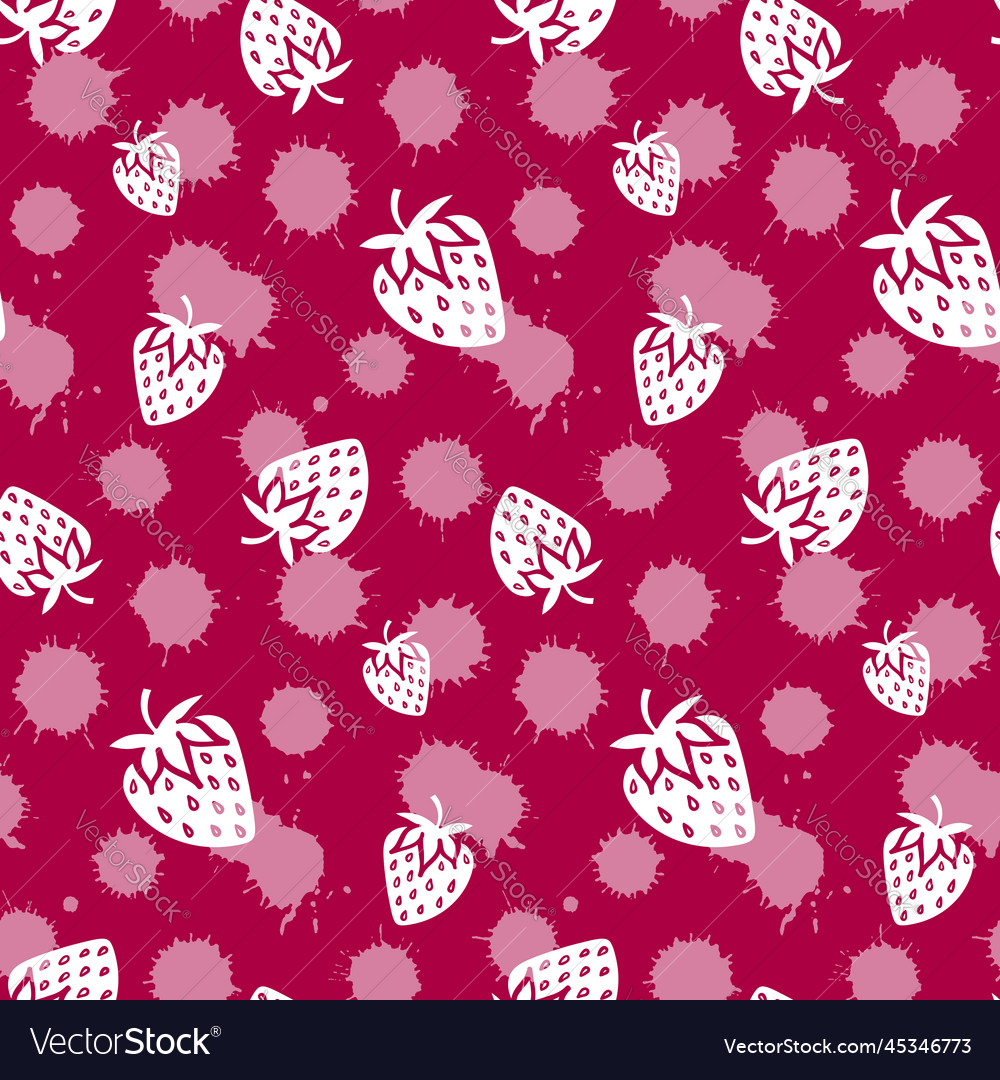 Strawberry berry cream monochrome pink white vector image Strawberry berry cream monochrome pink white