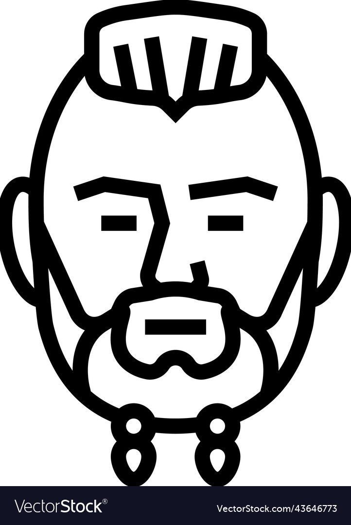 Viking beard hair style line icon