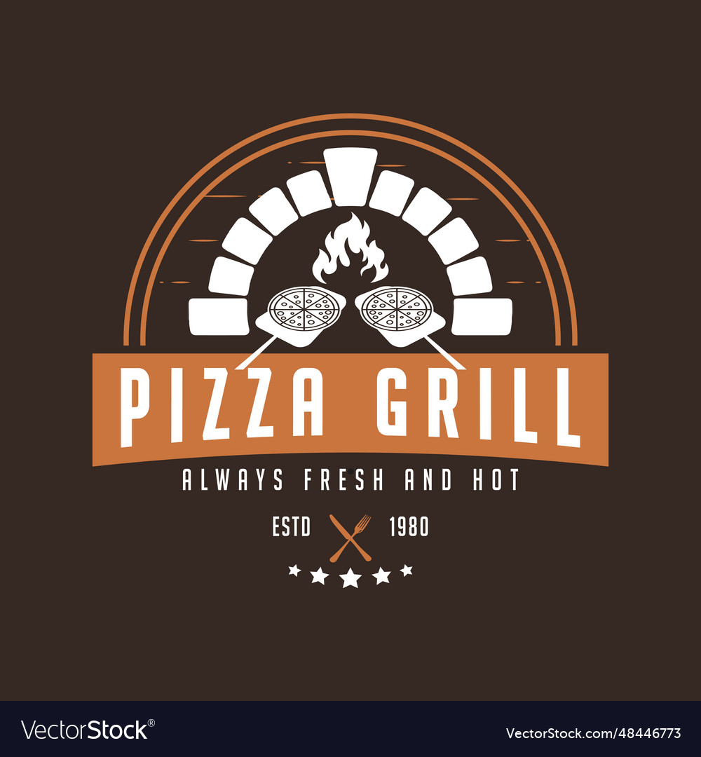 Vintage pizza logo design template