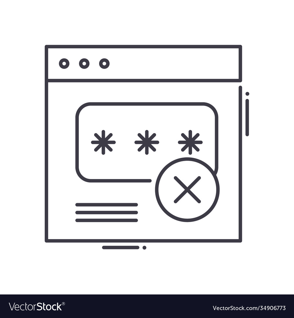 Wrong password icon linear isolated vector image Wrong password icon linear isolated