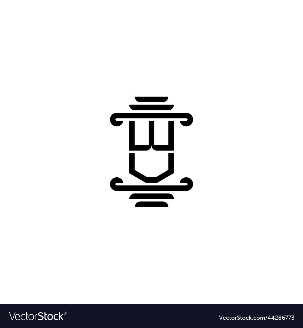 Wv Säule Konzept Logo Initial mit hohem vector image Wv Säule Konzept Logo Initial mit hohem