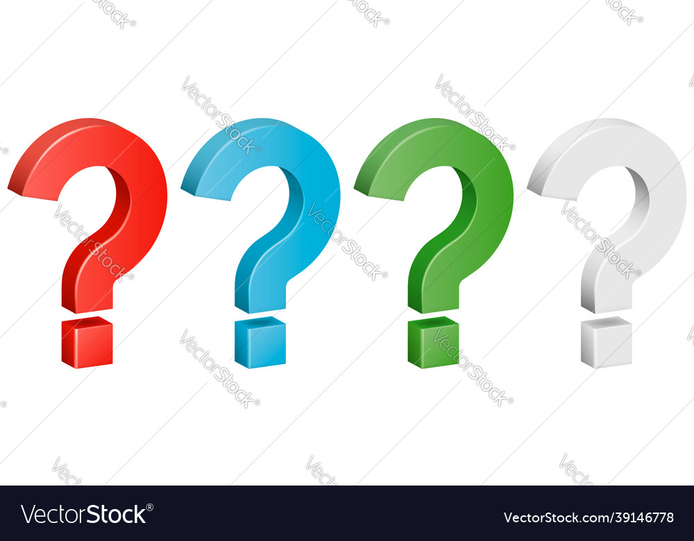 3d question mark set of color versions vector image 3d question mark set of color versions