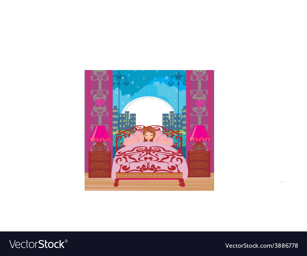 A beautiful girl sleeping in bedroom