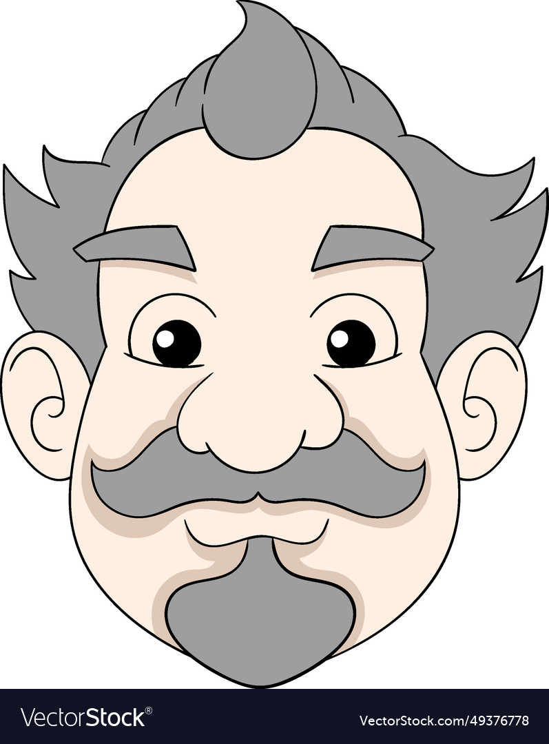 A grandpas head with grey hair Royalty Free Vector Image