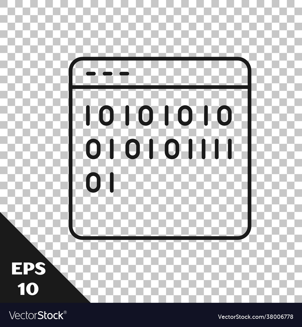 Black line binary code icon isolated vector image Black line binary code icon isolated