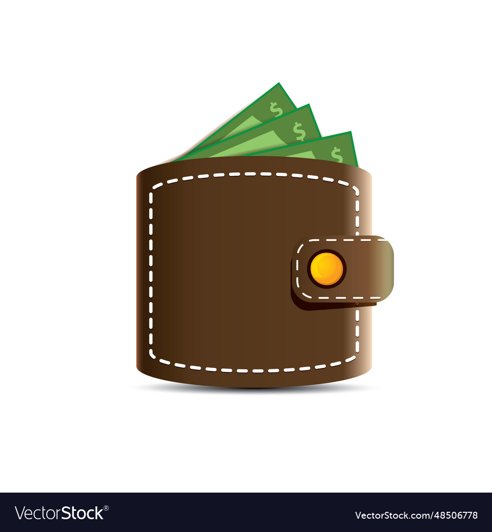 Brown wallet with green paper dollars money