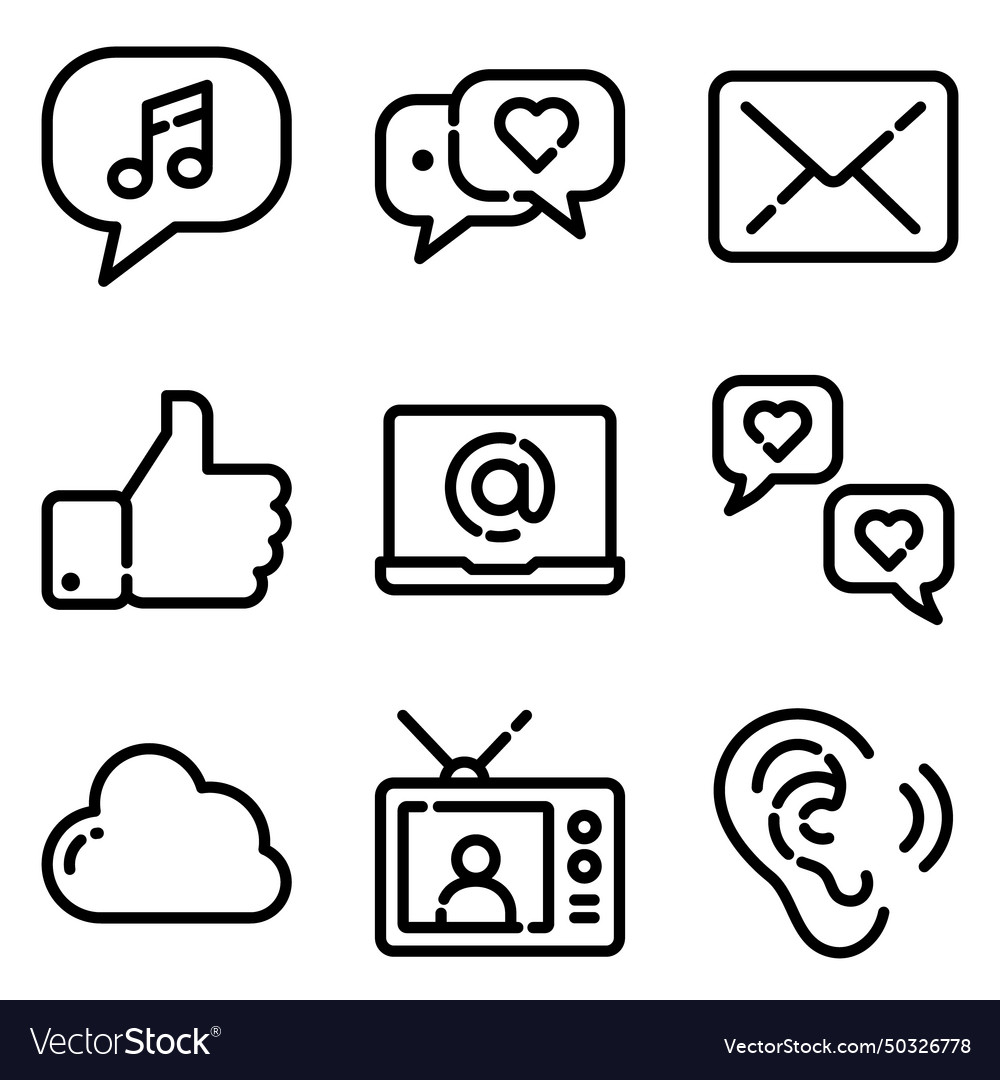 Communications flat icon set isolated on white