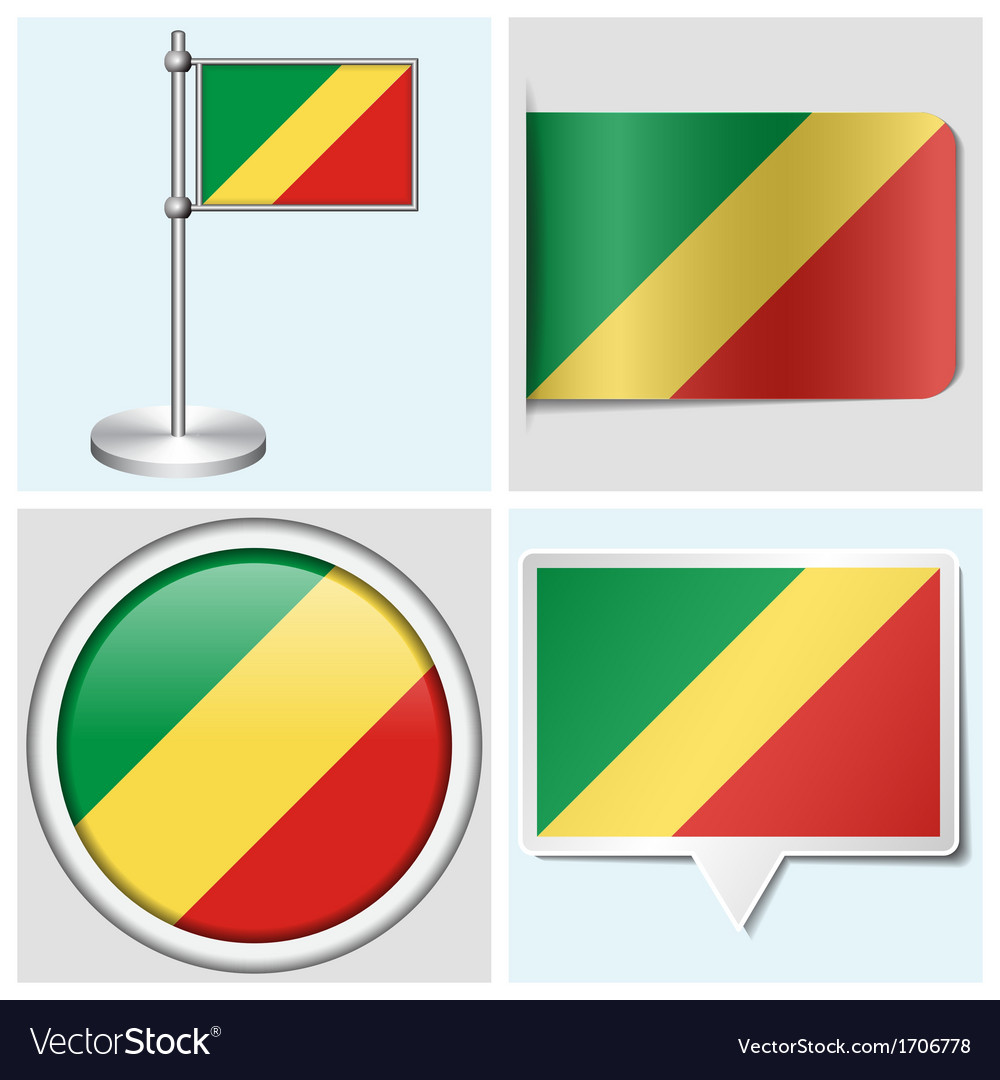 Congo flag - sticker button label flagstaff